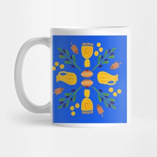 Chanukah Roundel in Blue Mug